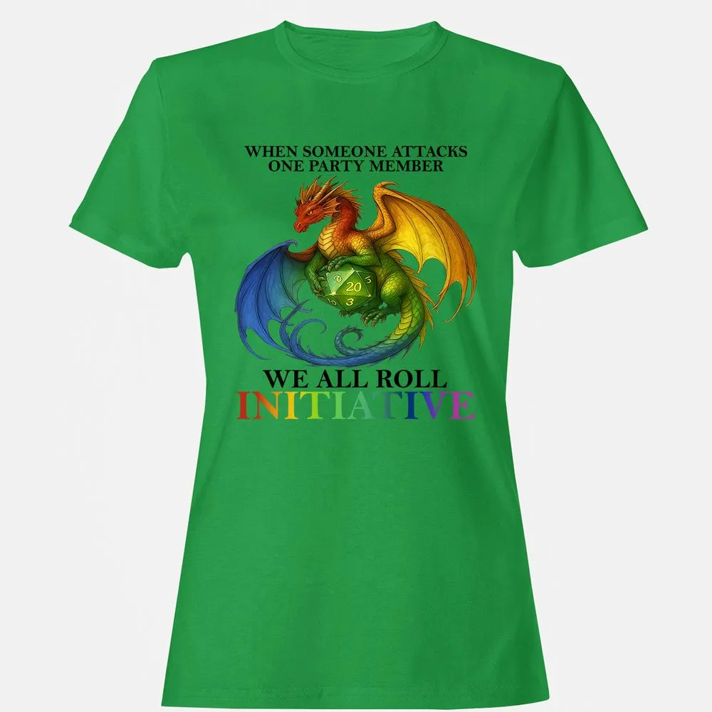 Dragon We All Roll For Initiative Women's T-Shirt - Irish Green - 7
