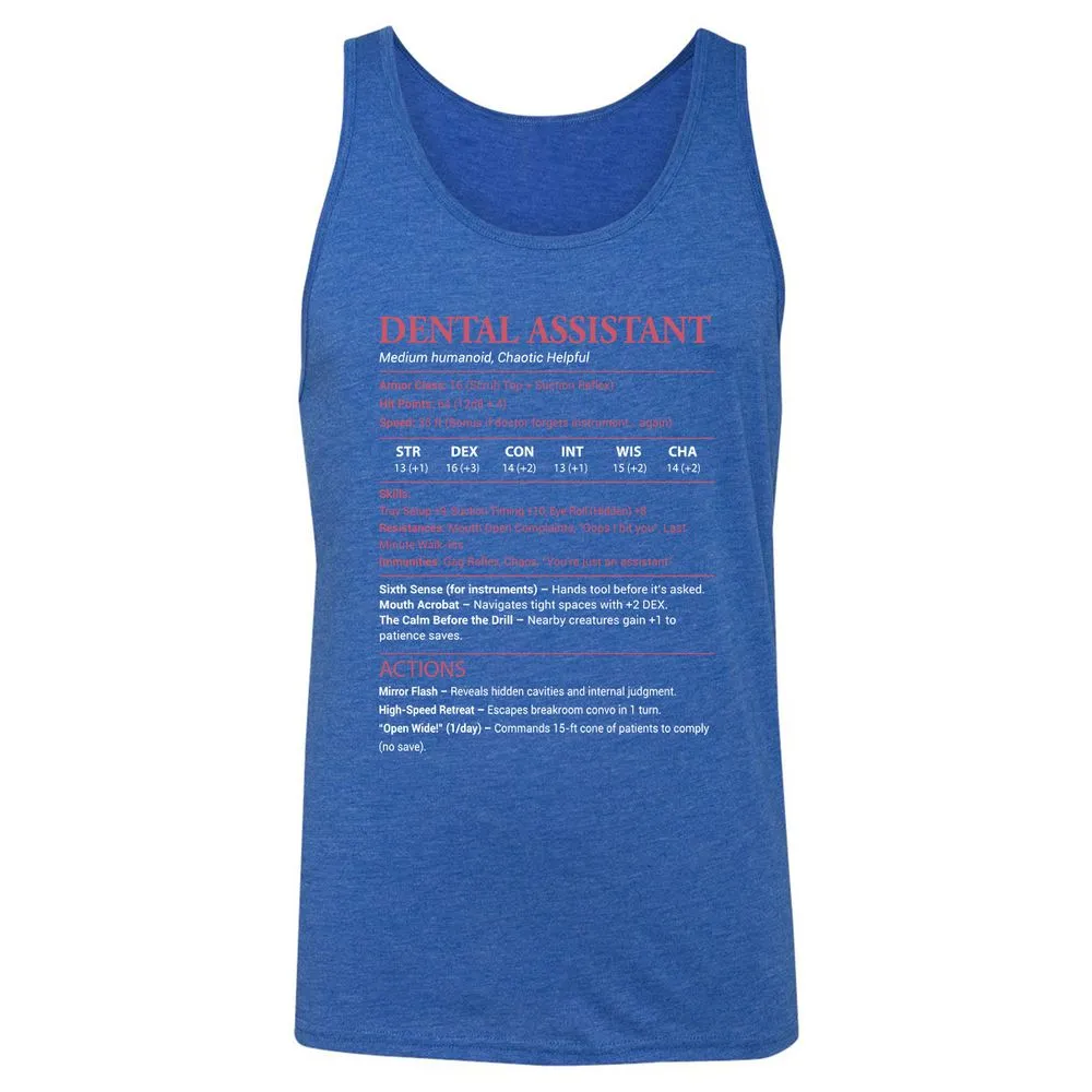 Dental Assistant Unisex Jersey Tank - True Royal Triblend - 12