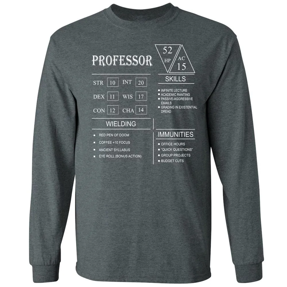 Professor New Long Sleeve T-Shirt - Dark Heather - 15