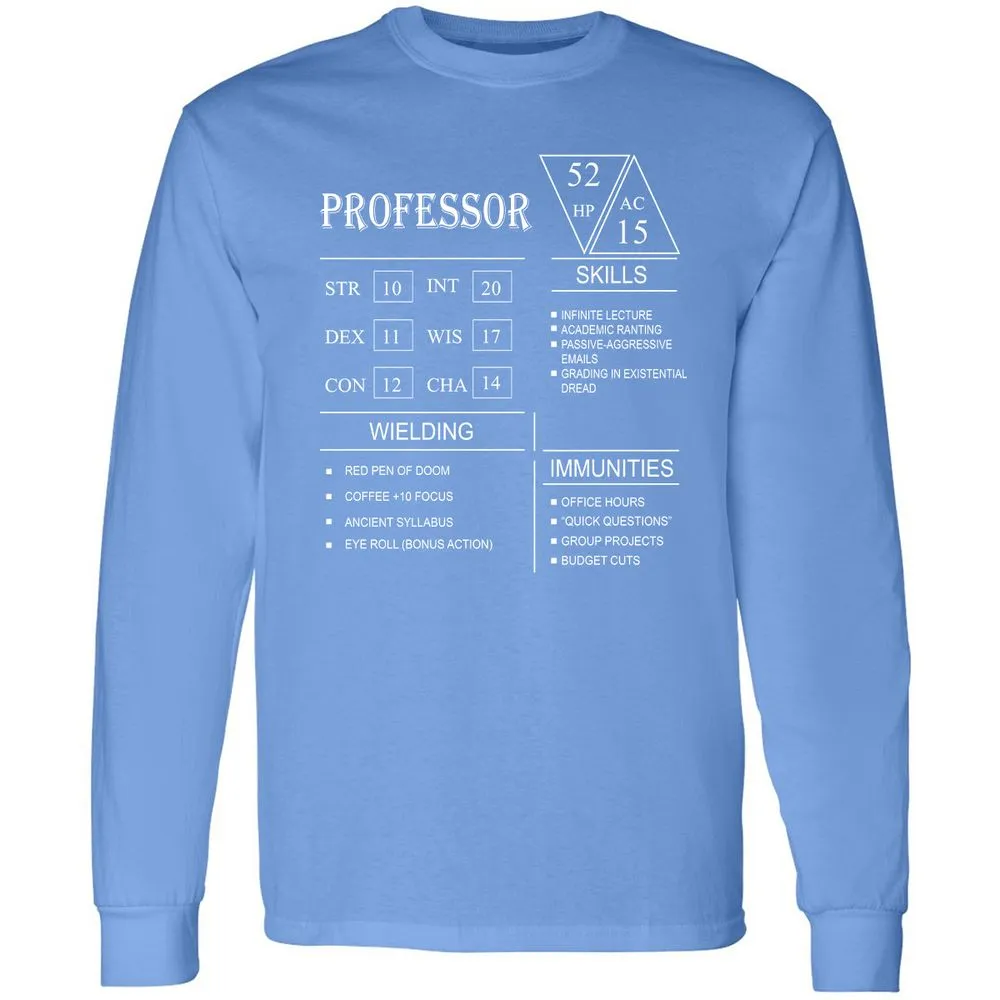 Professor New Long Sleeve T-Shirt - Carolina Blue - 12