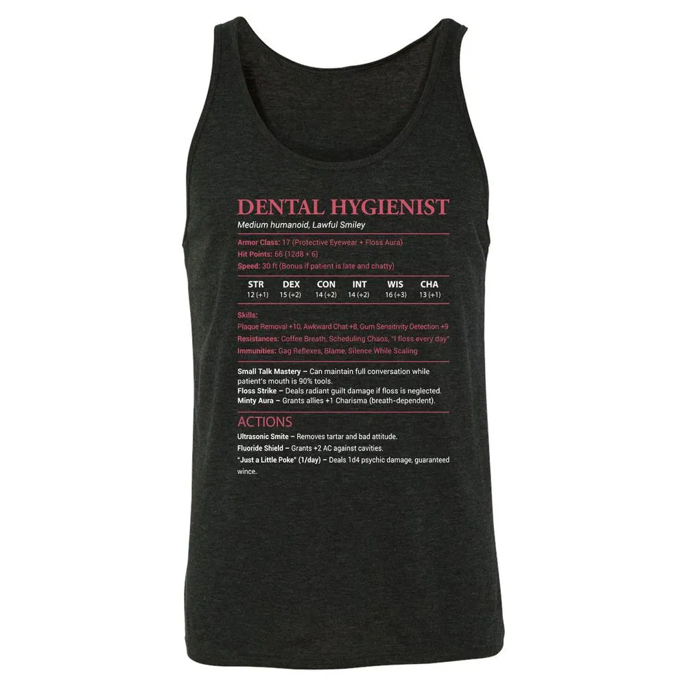 Dental Hygienist Unisex Jersey Tank - Charcoal Black Triblend - 5