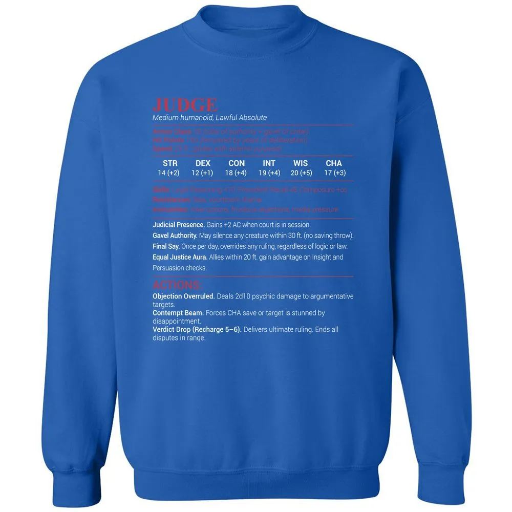 Judge Stats Classic Unisex Sweatshirt - Royal - 9