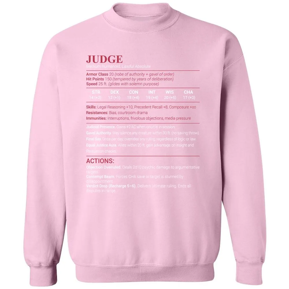 Judge Stats Classic Unisex Sweatshirt - Light Pink - 3