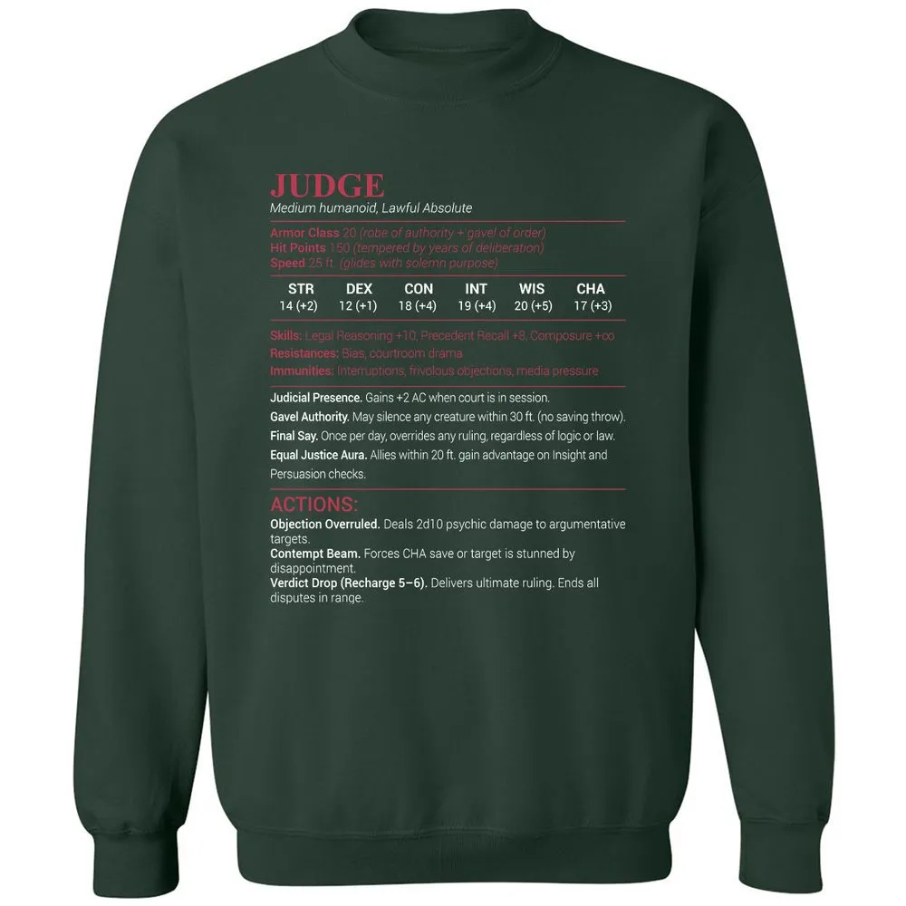 Judge Stats Classic Unisex Sweatshirt - Forest Green - 4