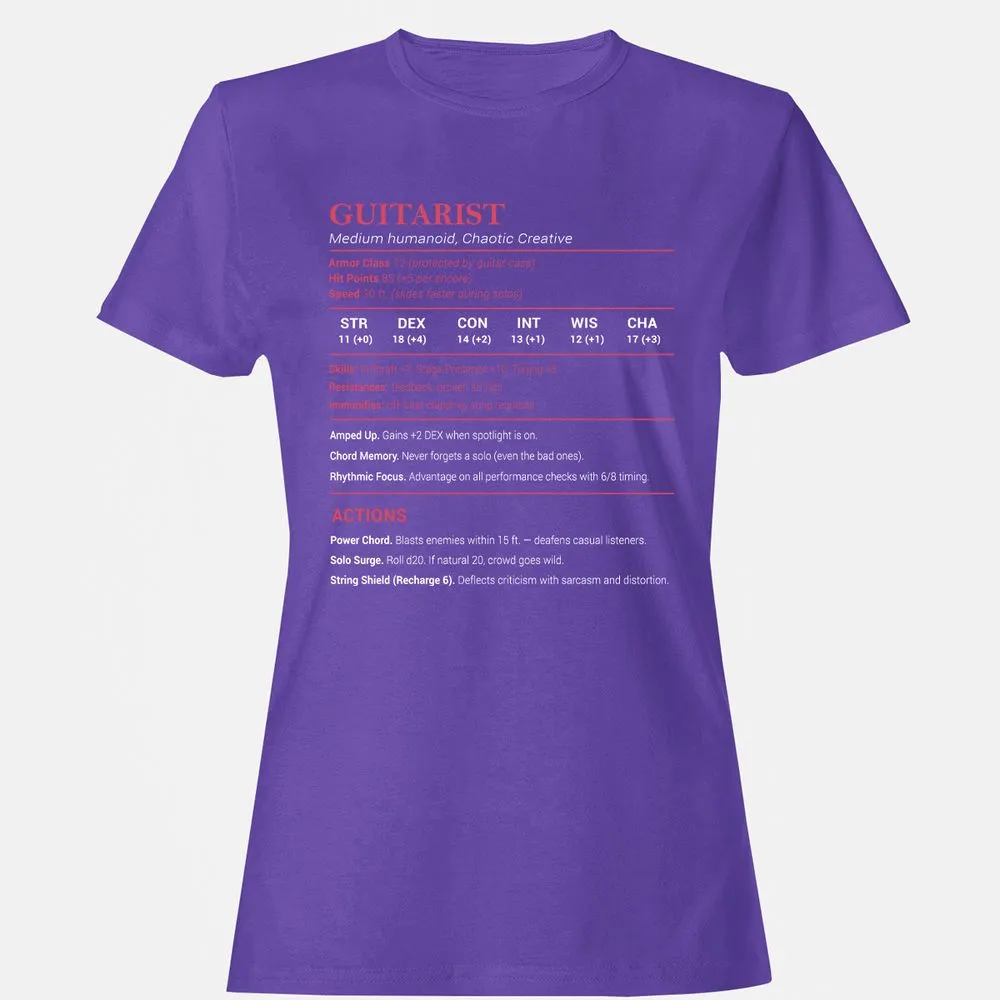Guitarist Stats Women's T-Shirt - Purple - 12