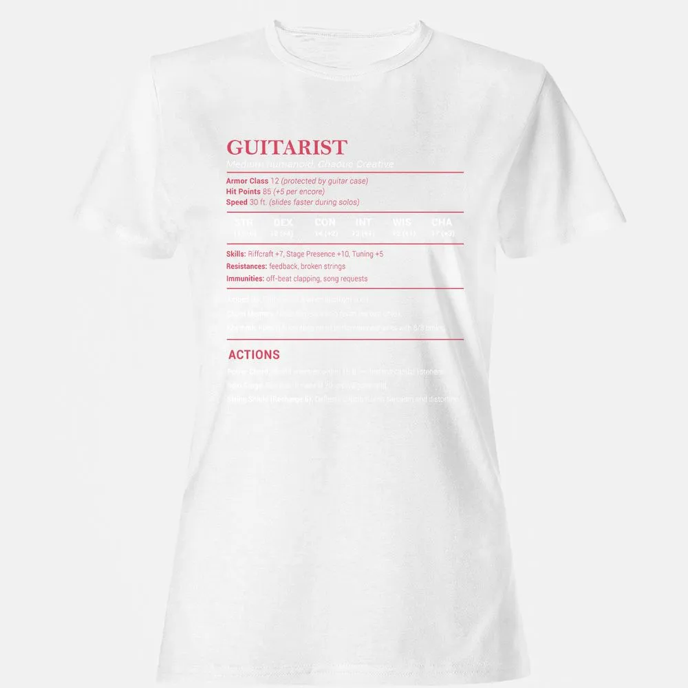 Guitarist Stats Women's T-Shirt - White - 16
