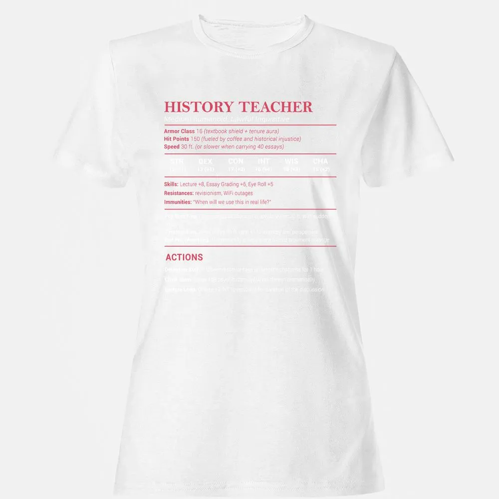 History Teacher Women's T-Shirt - White - 16