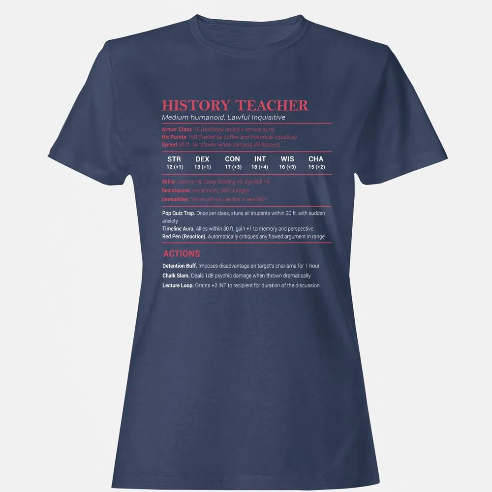 History Teacher Women's T-Shirt - Navy - 10