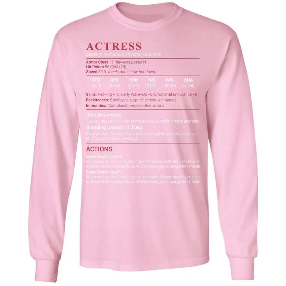 Actress Stats Long Sleeve T-Shirt - Light Pink - 3