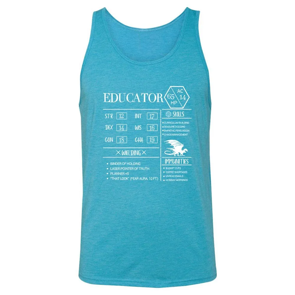 Educator New Unisex Jersey Tank - Aqua Triblend - 3