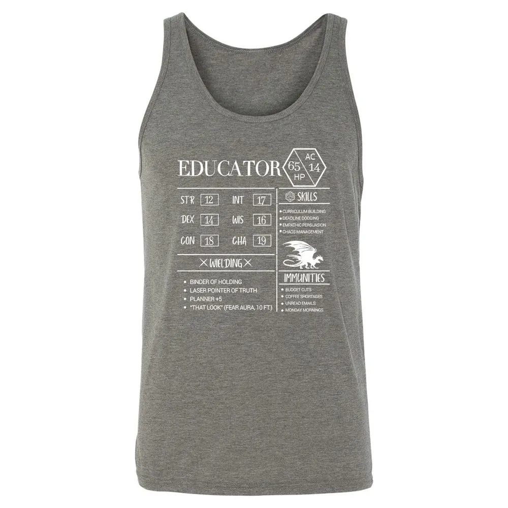 Educator New Unisex Jersey Tank - Grey Triblend - 8