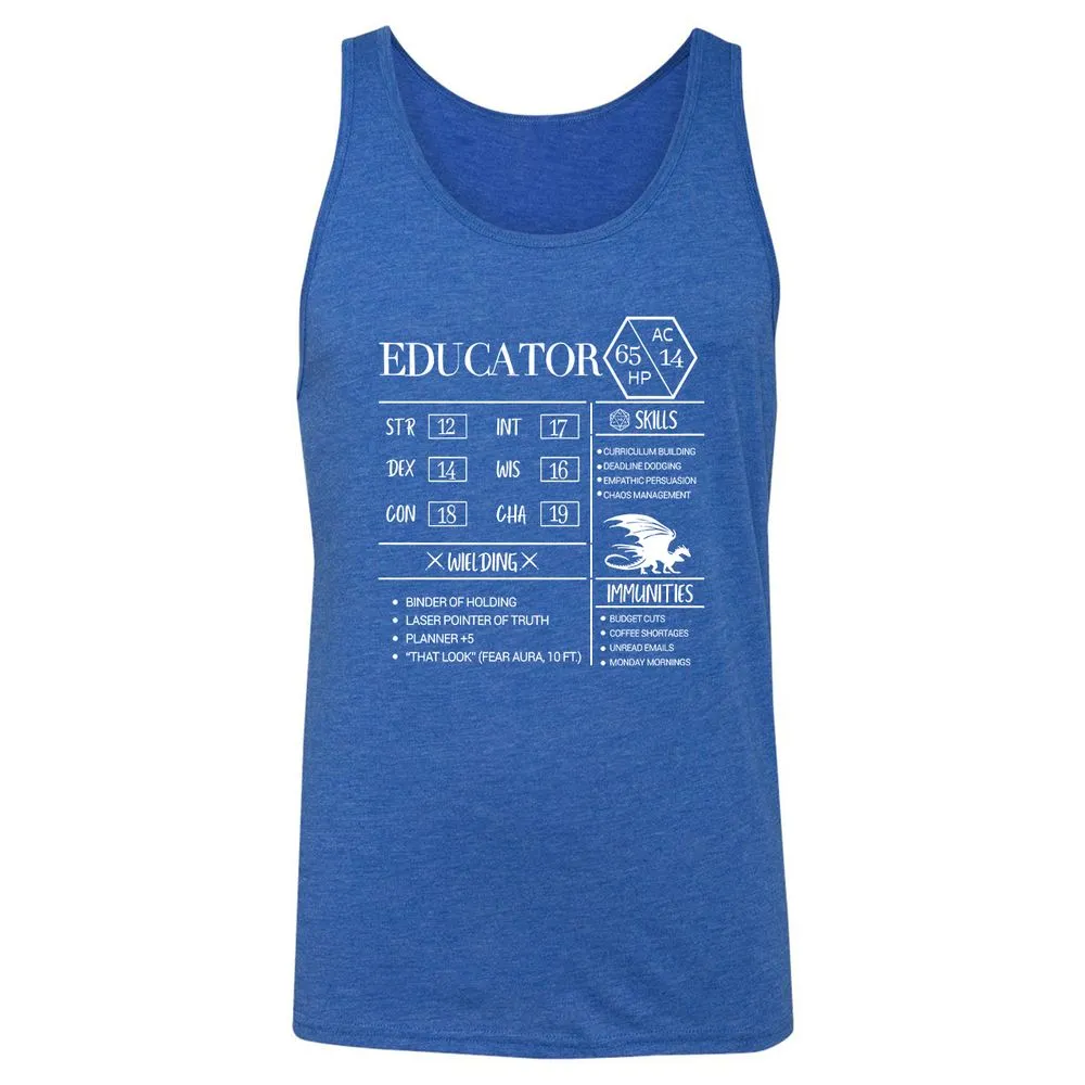 Educator New Unisex Jersey Tank - True Royal Triblend - 12