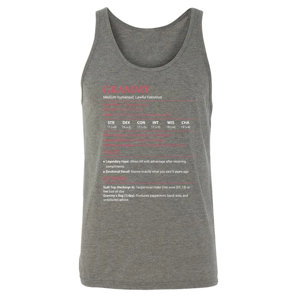Grammy Stats Unisex Jersey Tank - Grey Triblend - 8