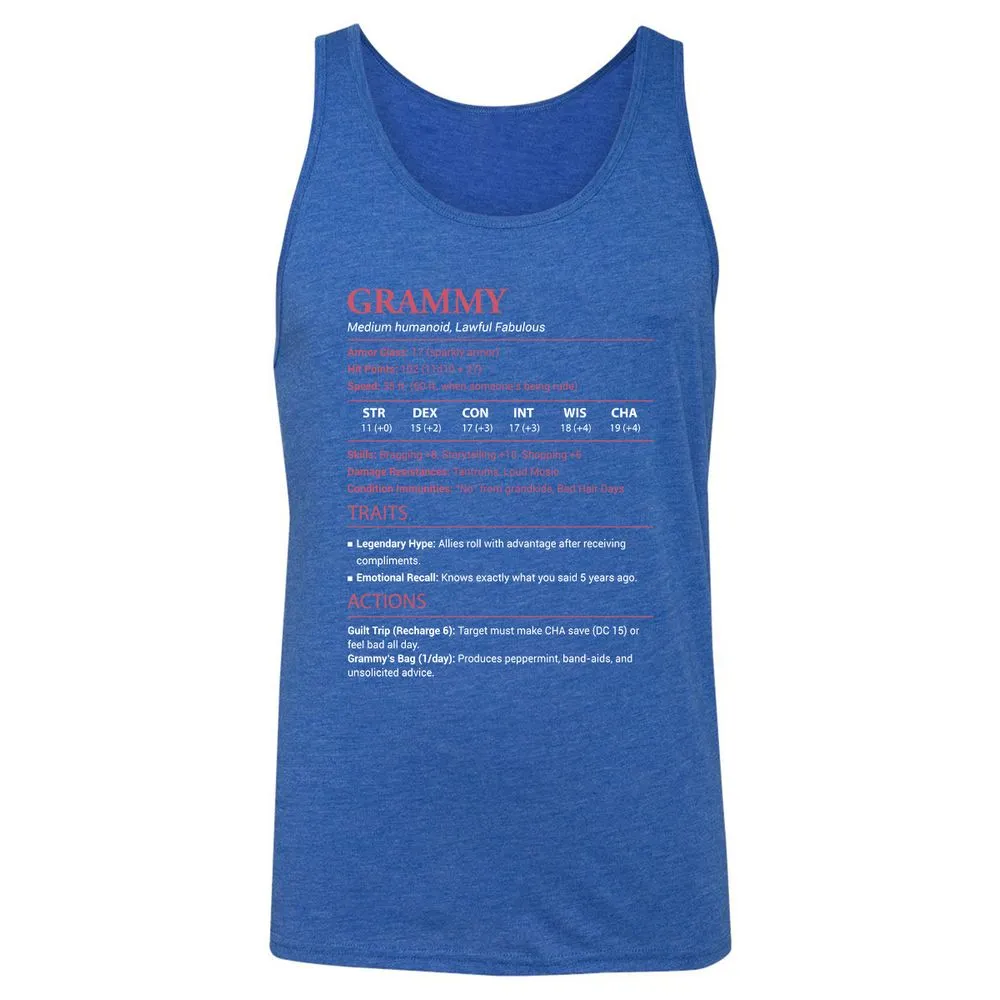 Grammy Stats Unisex Jersey Tank - True Royal Triblend - 12