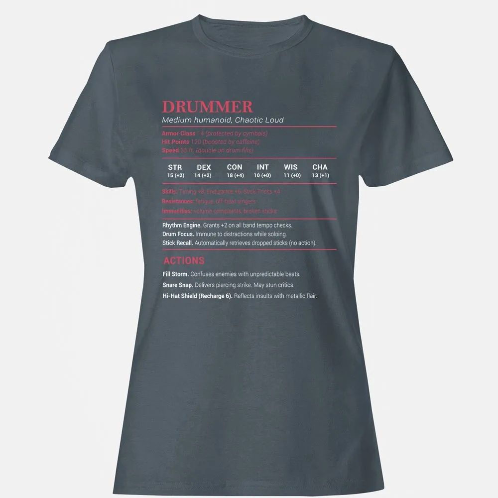 Drummer Stats Women's T-Shirt - Charcoal - 3
