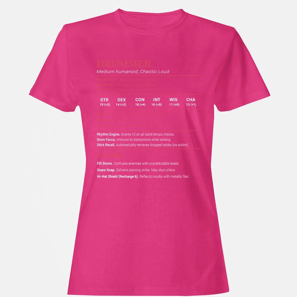 Drummer Stats Women's T-Shirt - Heliconia - 6