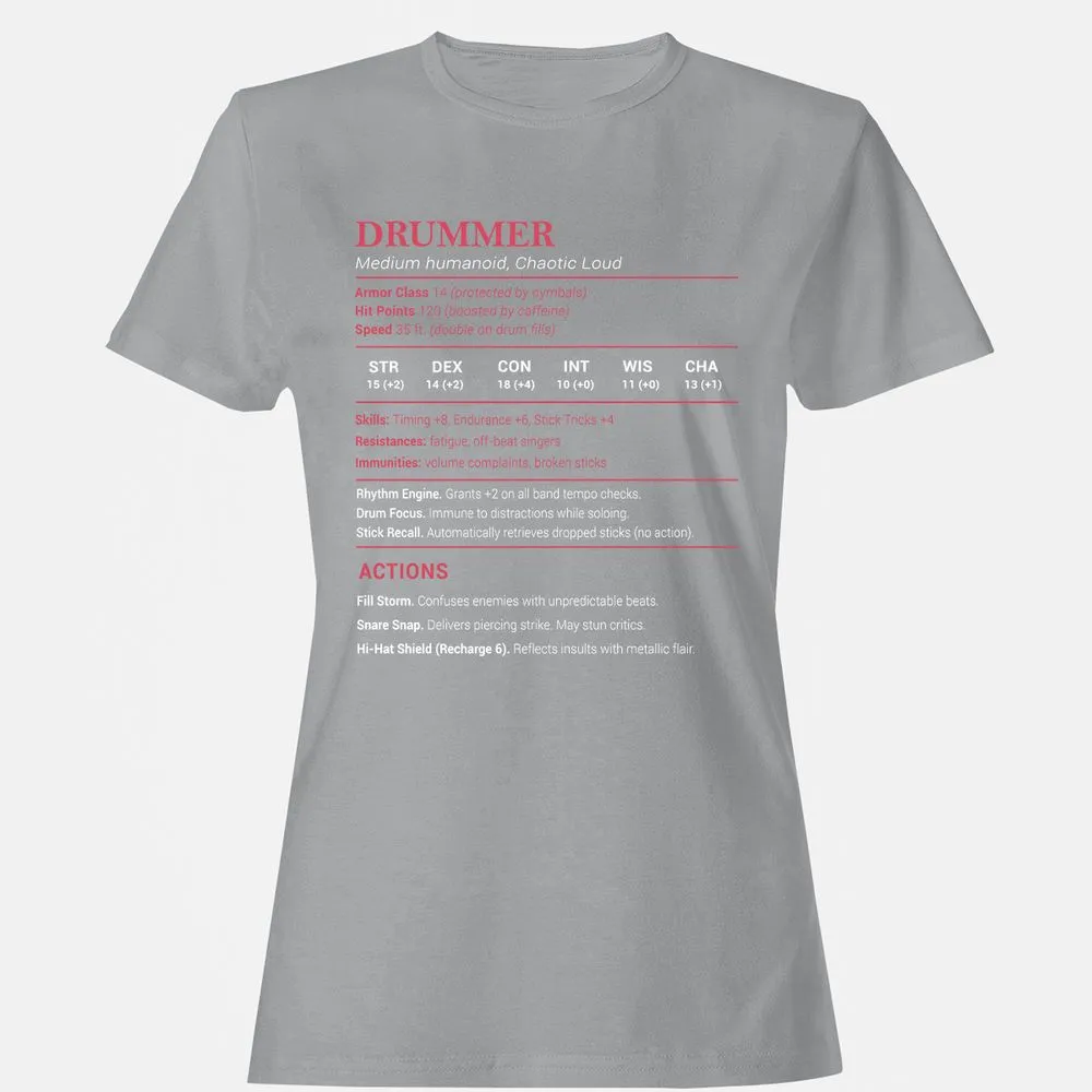Drummer Stats Women's T-Shirt - Sport Grey - 15