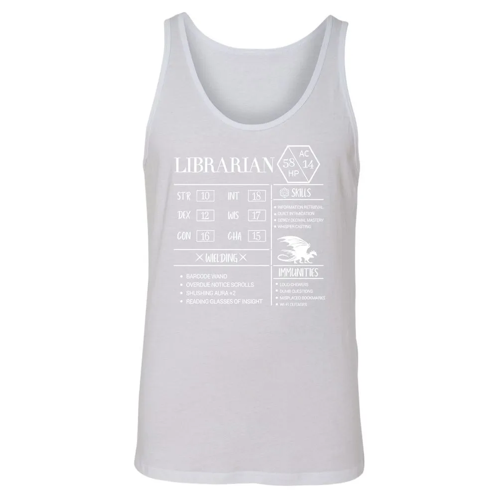 Librarian New Unisex Jersey Tank - White - 14