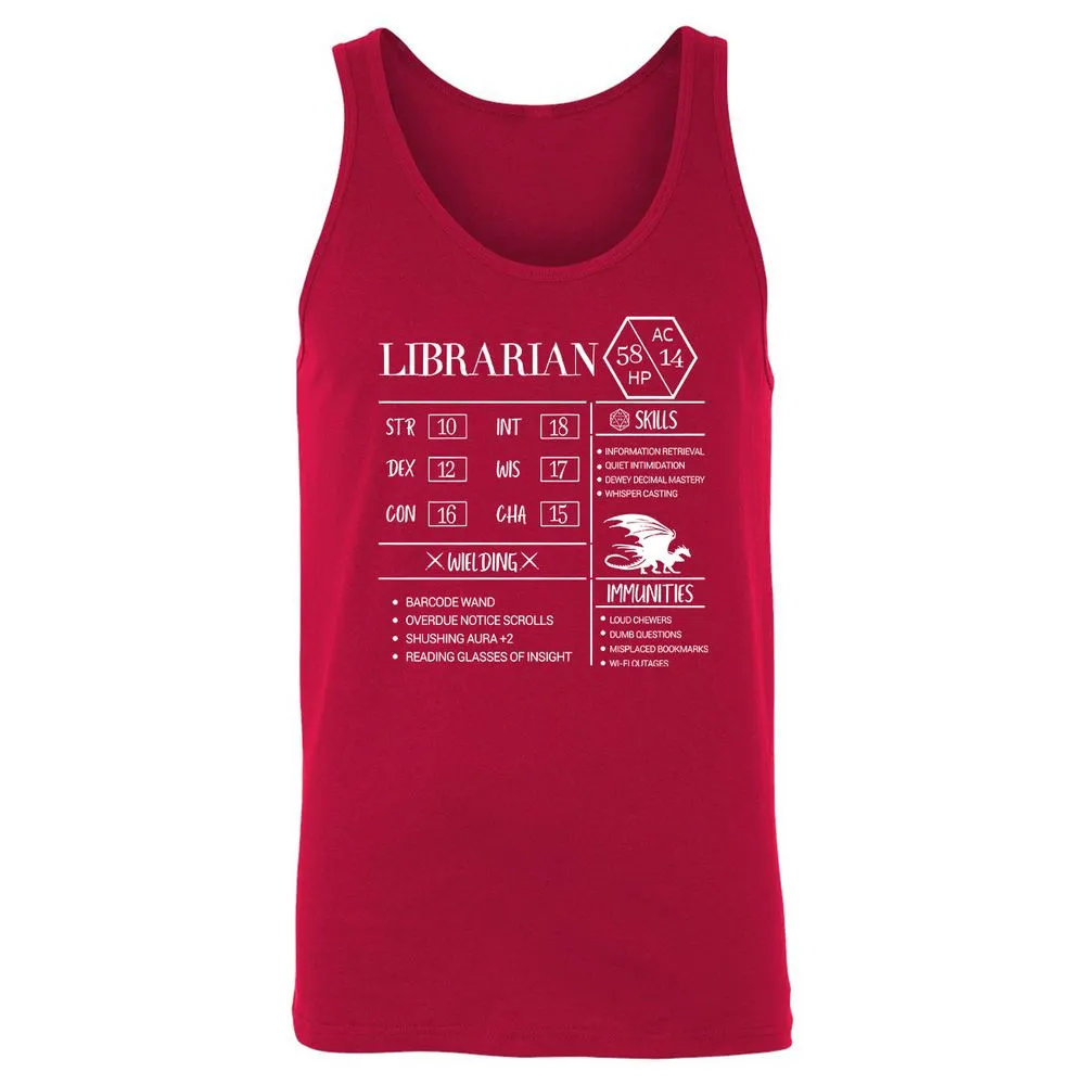 Librarian New Unisex Jersey Tank - Red - 11