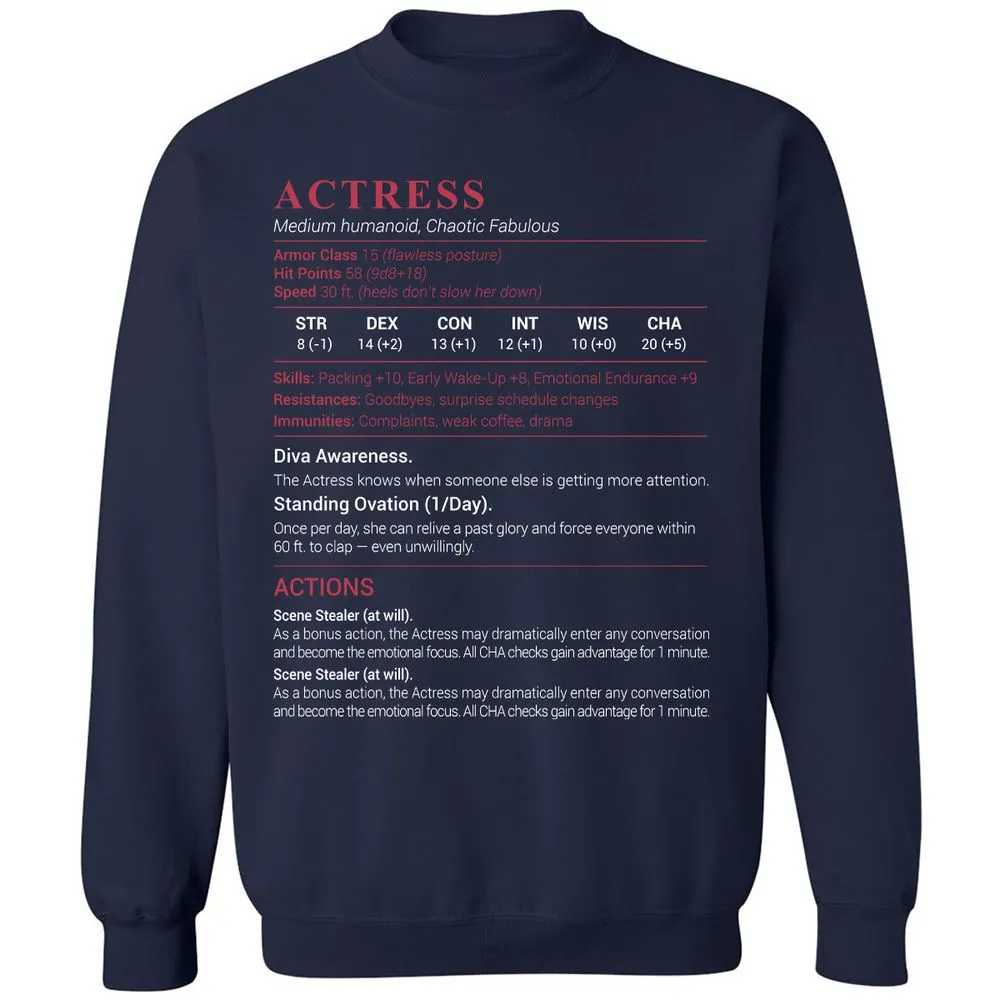 Actress Stats Classic Unisex Sweatshirt - Navy - 2