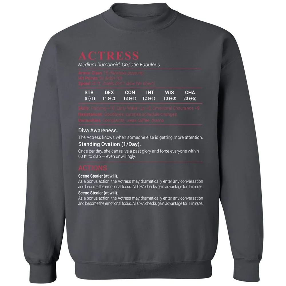 Actress Stats Classic Unisex Sweatshirt - Charcoal - 7