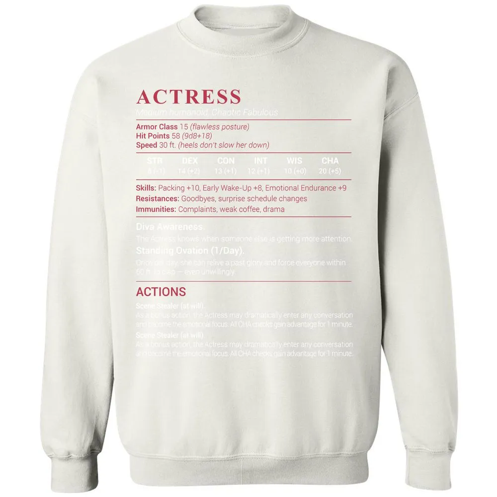 Actress Stats Classic Unisex Sweatshirt - White - 12