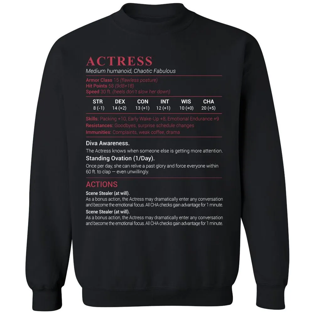 Actress Stats Classic Unisex Sweatshirt - Black - 1
