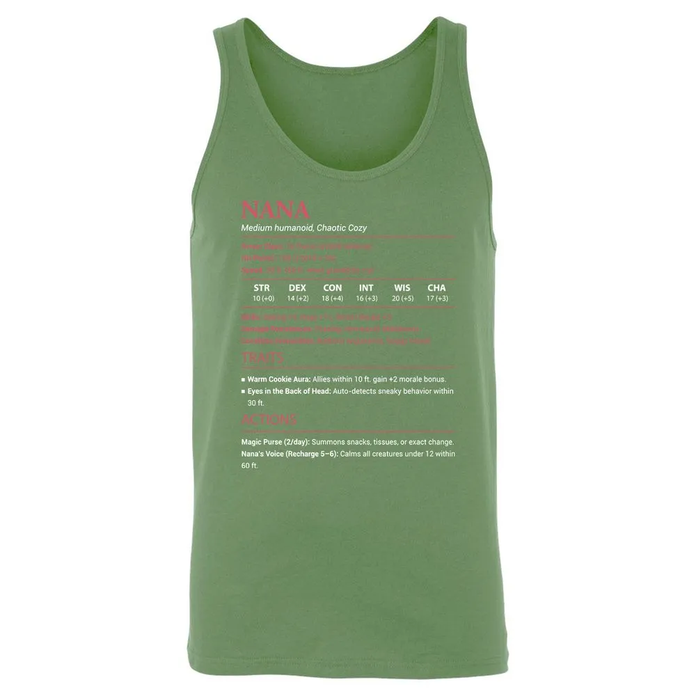 Nana Stats Unisex Jersey Tank - Leaf - 10