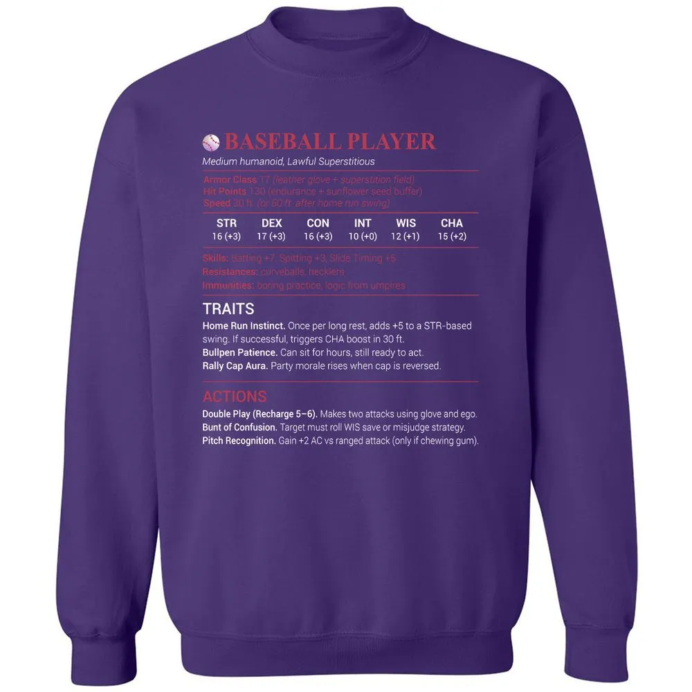 Baseball Player Classic Unisex Sweatshirt - Purple - 6