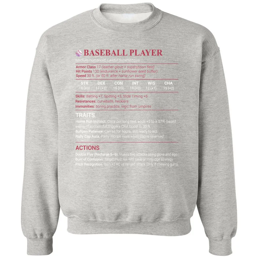 Baseball Player Classic Unisex Sweatshirt - Ash - 8