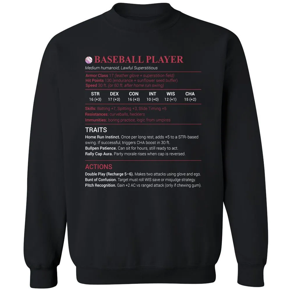 Baseball Player Classic Unisex Sweatshirt - Black - 1