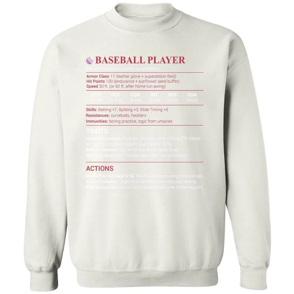 Baseball Player Classic Unisex Sweatshirt - White - 12