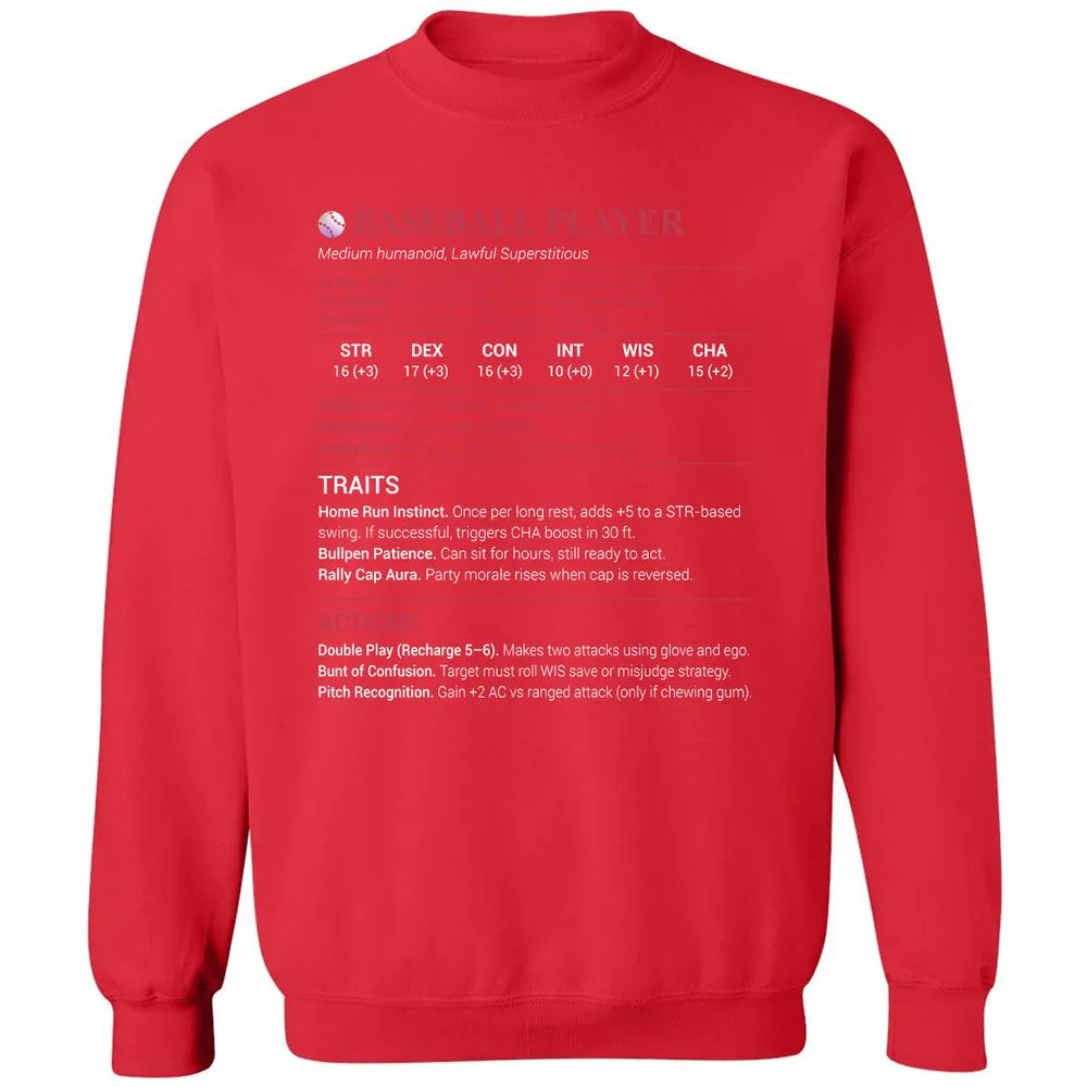 Baseball Player Classic Unisex Sweatshirt - Red - 5