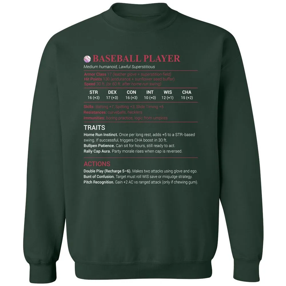 Baseball Player Classic Unisex Sweatshirt - Forest Green - 4