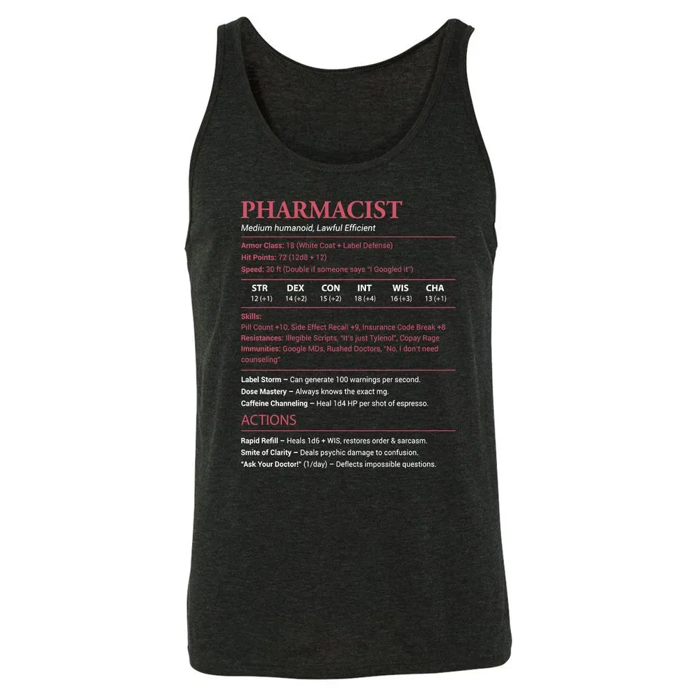 Pharmacist Stats Unisex Jersey Tank - Charcoal Black Triblend - 5