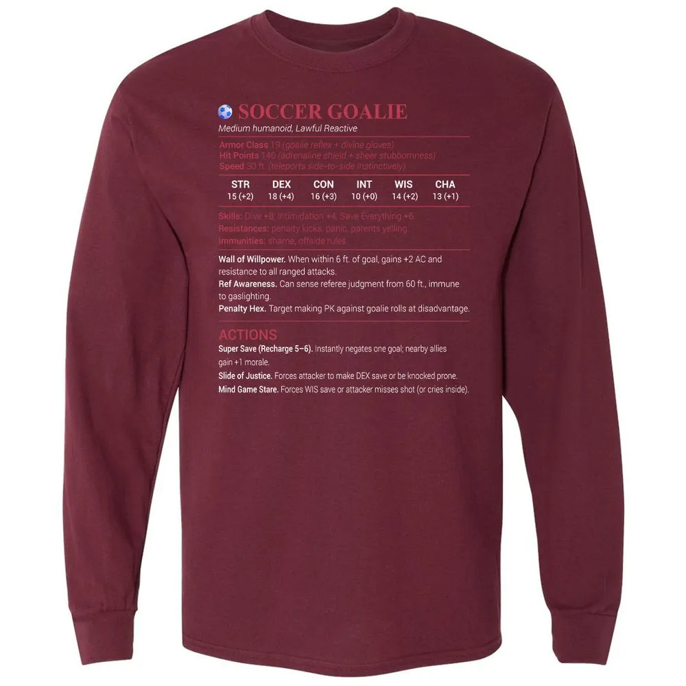 Soccer Goalie Long Sleeve T-Shirt - Maroon - 11