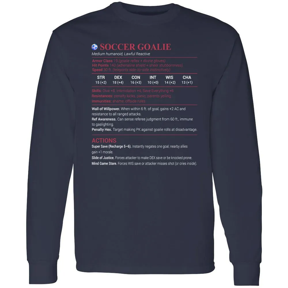 Soccer Goalie Long Sleeve T-Shirt - Navy - 2