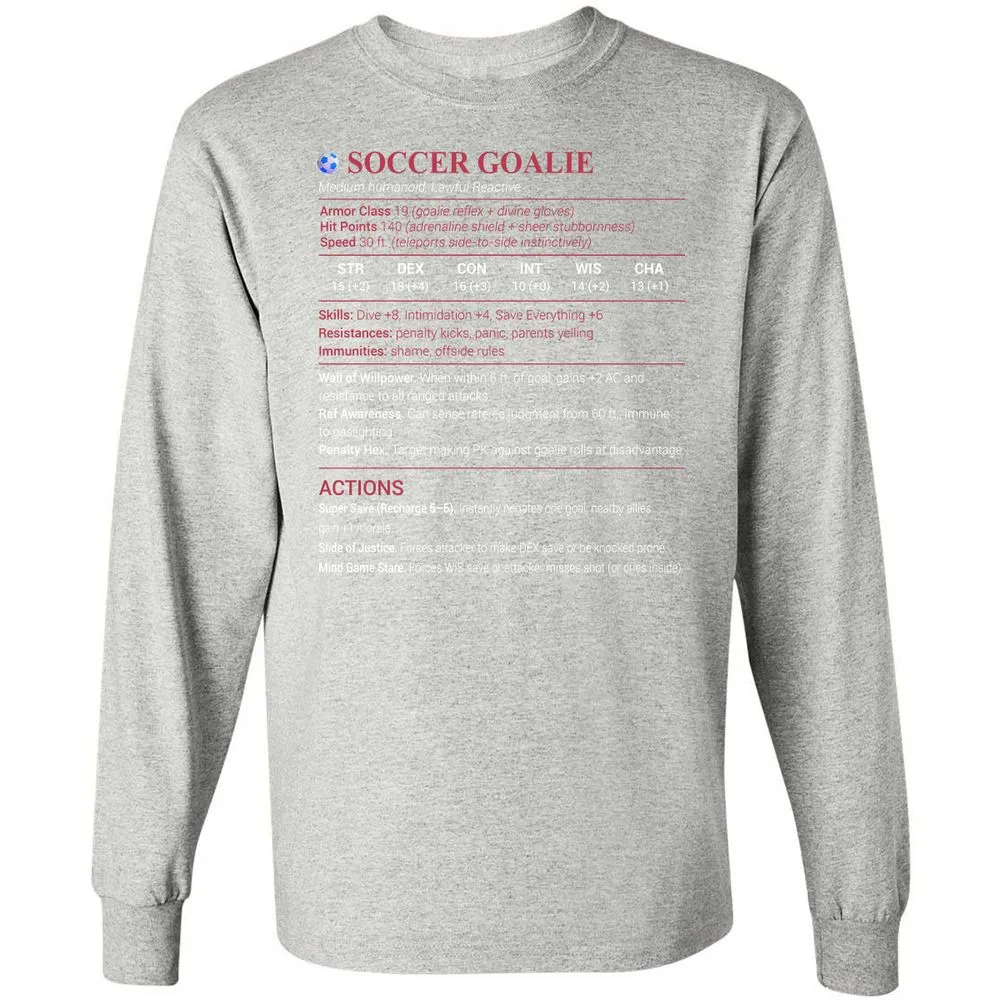 Soccer Goalie Long Sleeve T-Shirt - Ash - 7