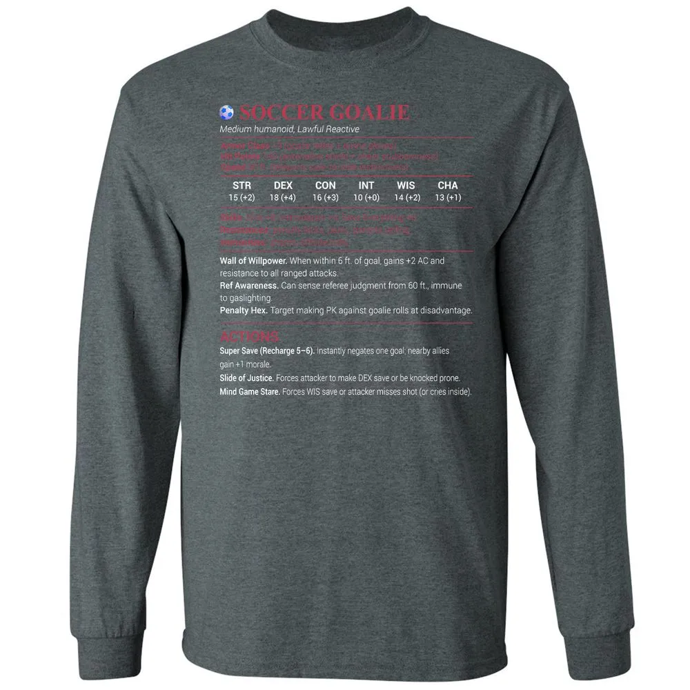 Soccer Goalie Long Sleeve T-Shirt - Dark Heather - 15