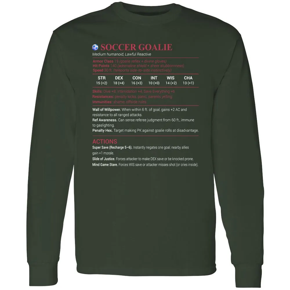 Soccer Goalie Long Sleeve T-Shirt - Forest Green - 4