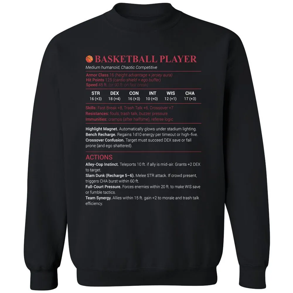 Basketball Player Classic Unisex Sweatshirt - Black - 1