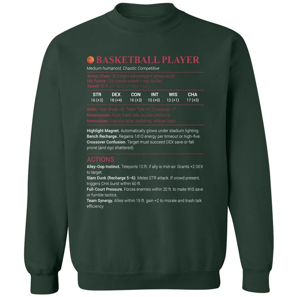 Basketball Player Classic Unisex Sweatshirt - Forest Green - 4
