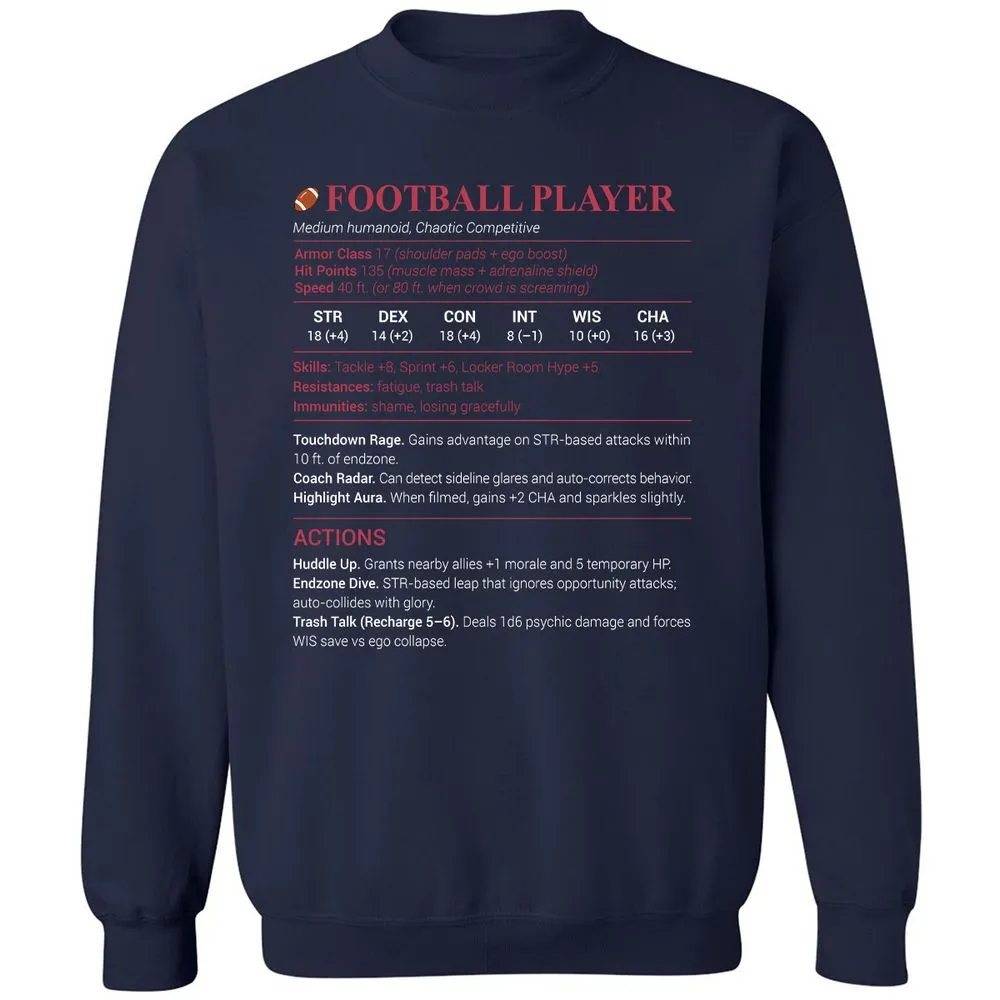 Football Player Classic Unisex Sweatshirt - Navy - 2