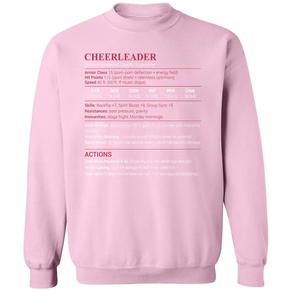 Cheerleader Stats Classic Unisex Sweatshirt - Light Pink - 3