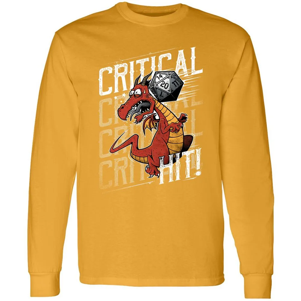Funny Dragon Critical Hit Long Sleeve T-Shirt - Gold - 9