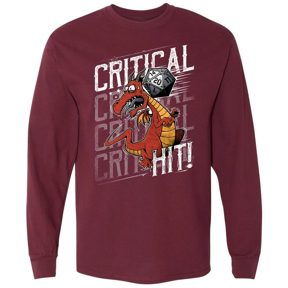 Funny Dragon Critical Hit Long Sleeve T-Shirt - Maroon - 11