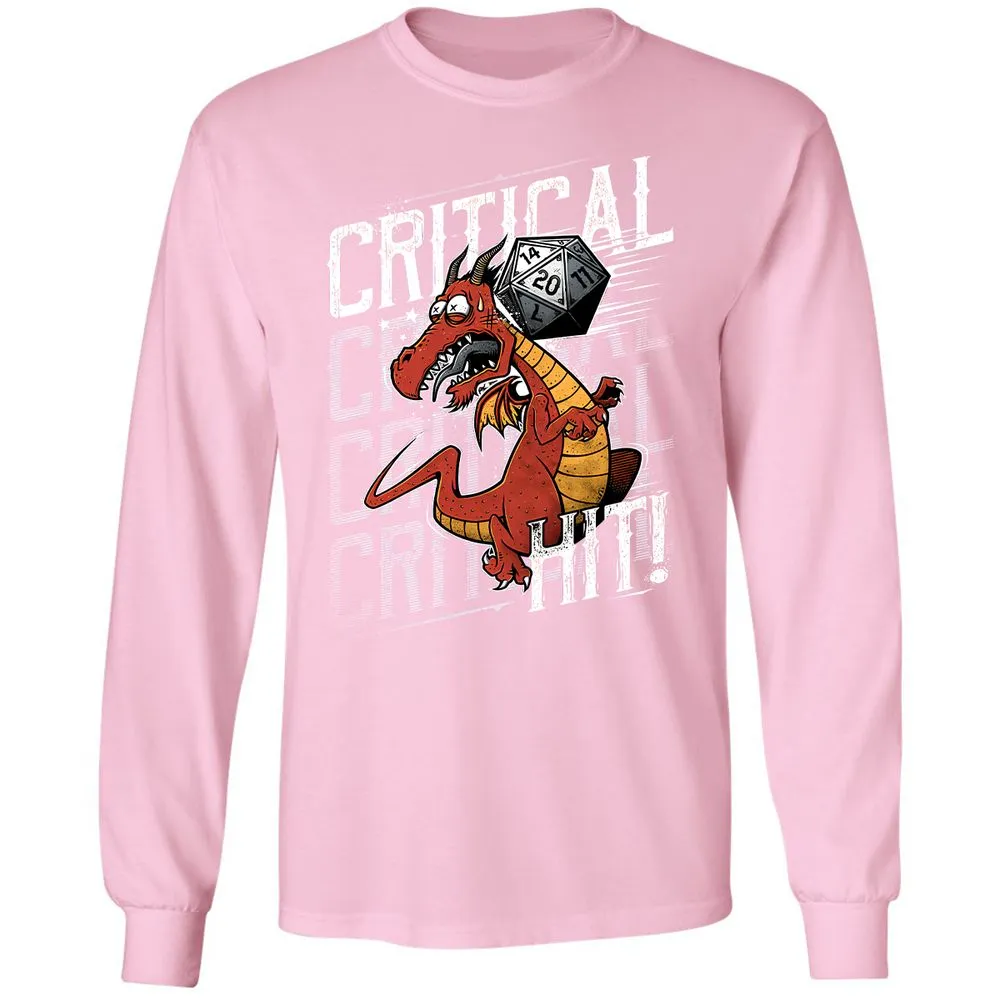 Funny Dragon Critical Hit Long Sleeve T-Shirt - Light Pink - 3