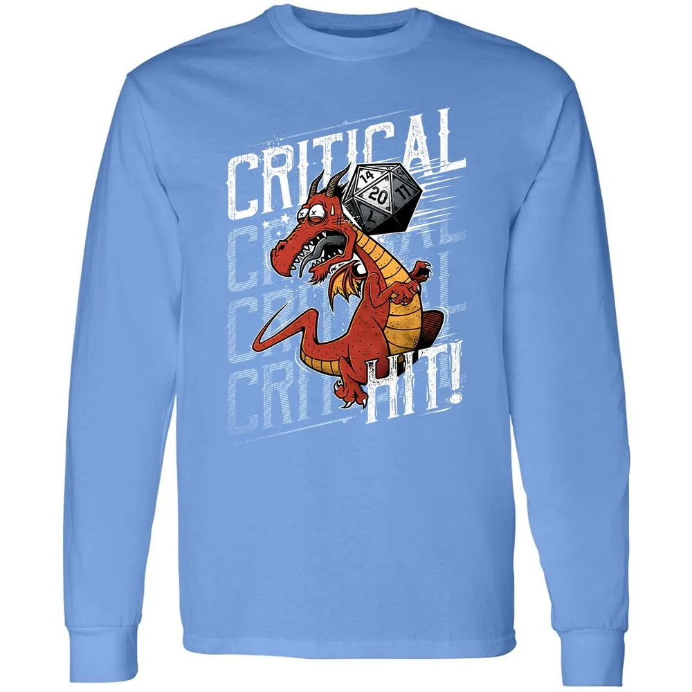 Funny Dragon Critical Hit Long Sleeve T-Shirt - Carolina Blue - 12