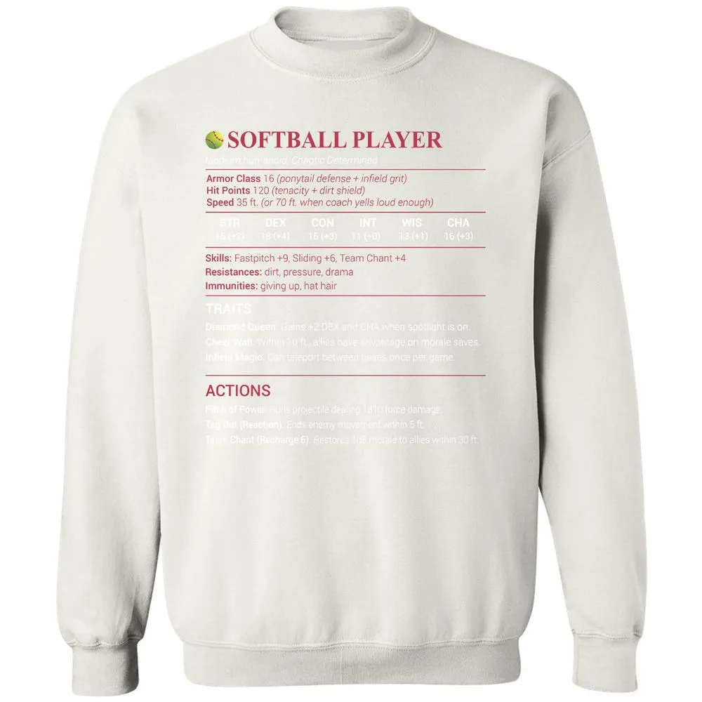 Softball Player Classic Unisex Sweatshirt - White - 12