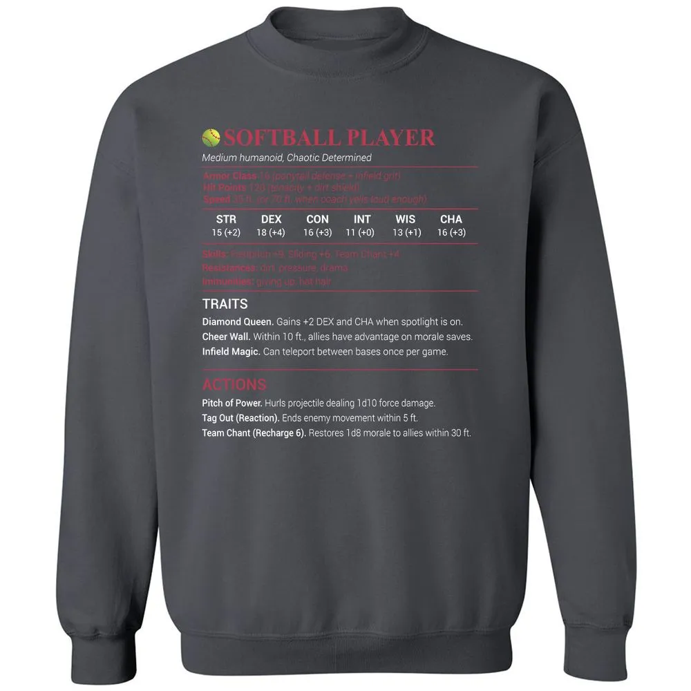 Softball Player Classic Unisex Sweatshirt - Charcoal - 7